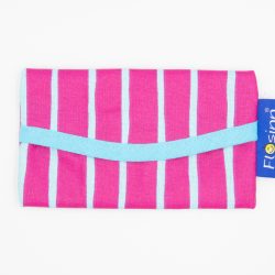 Taschentuch Tasche aus abwaschbarem Stoff in Pink mit türkisen Streifen