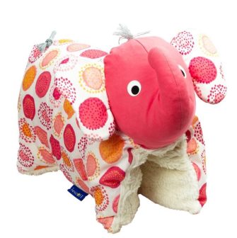 FlosinnTierkissen Elefant Bio Teddyplüsch Öko Rot Orange Kuscheltier